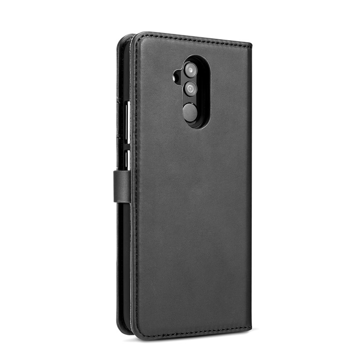 DG.MING Split Leather Wallet Cover + Detachable PC Back Case for Huawei Mate 20 Lite - Black-7