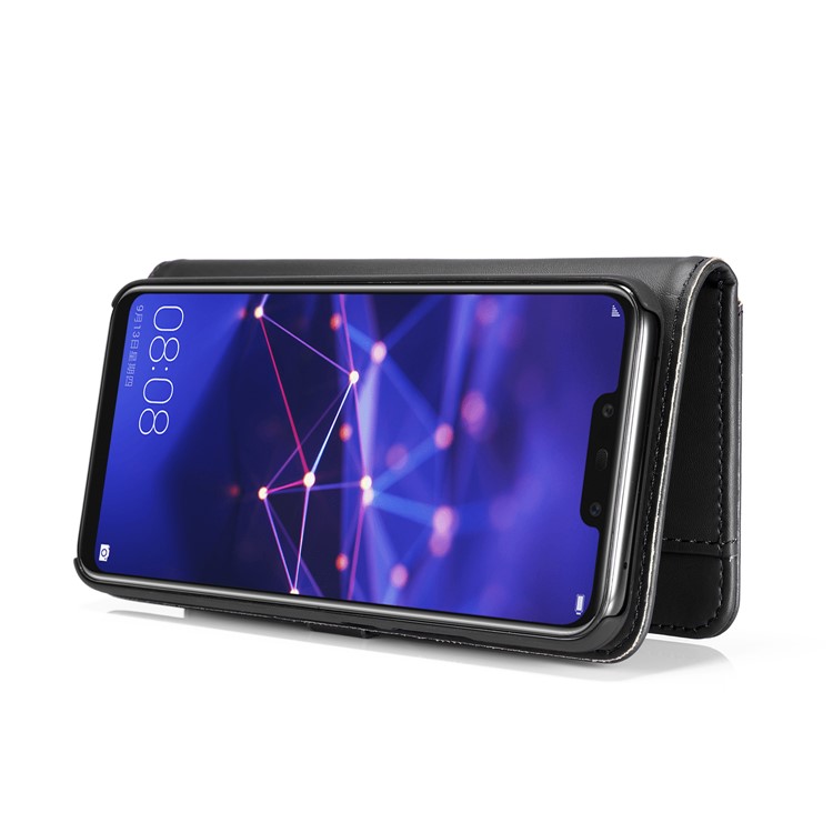 DG.MING Split Leather Wallet Cover + Detachable PC Back Case for Huawei Mate 20 Lite - Black-8