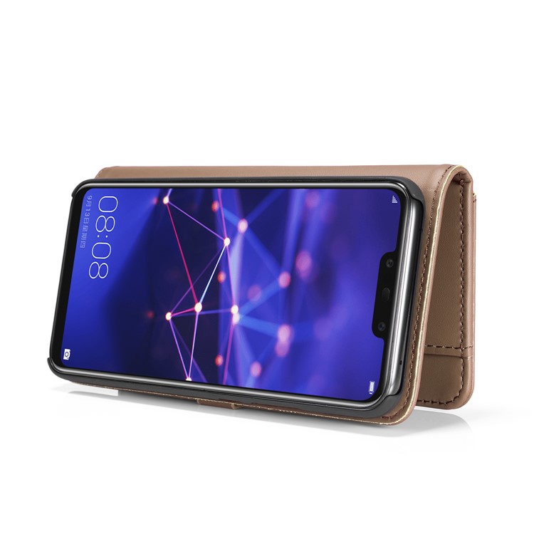 DG.MING Split Leather Wallet Cover + Detachable PC Cell Phone Case for Huawei Mate 20 Lite - Brown-8