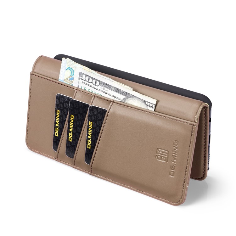 DG.MING Split Leather Wallet Cover + Detachable PC Cell Phone Case for Huawei Mate 20 Lite - Brown-9