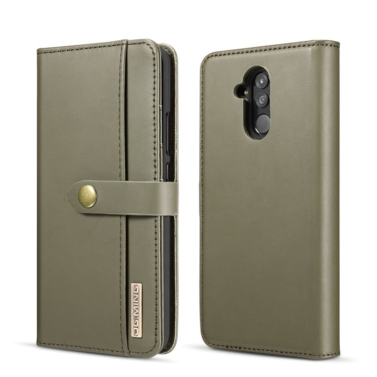 Dg. Tampa da Carteira de Couro Split Ming + Tampa de Telefone Celular Destacável Para Huawei Mate 20 Lite - Verde