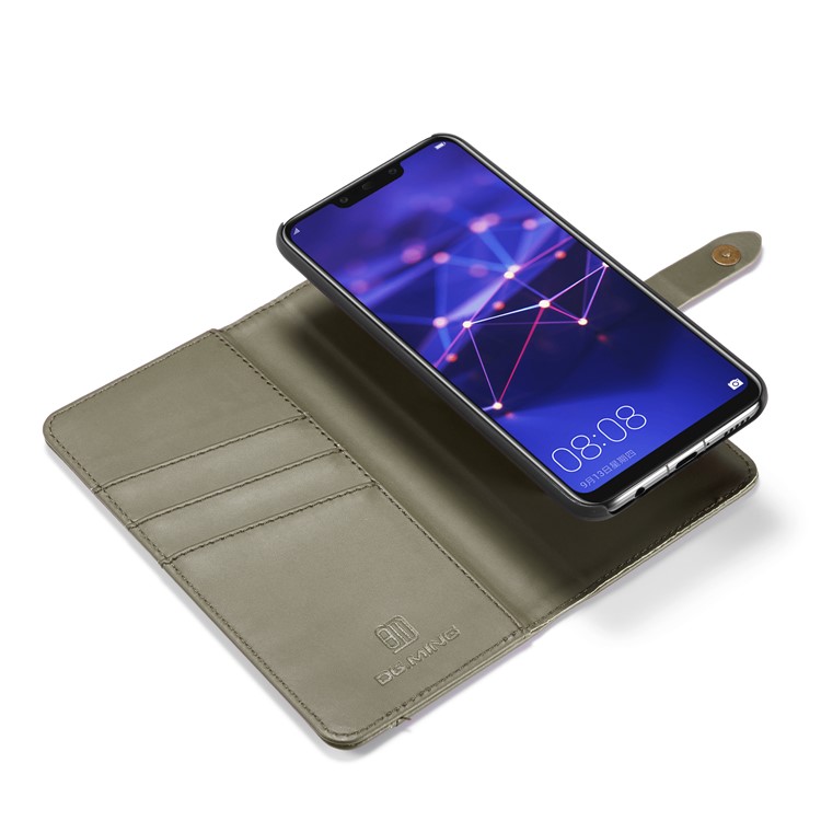 Dg. Cubierta de Billetera de Cuero Split Split + Cubierta de Teléfono Celular PC Desmontable Para Huawei Mate 20 Lite - Verde