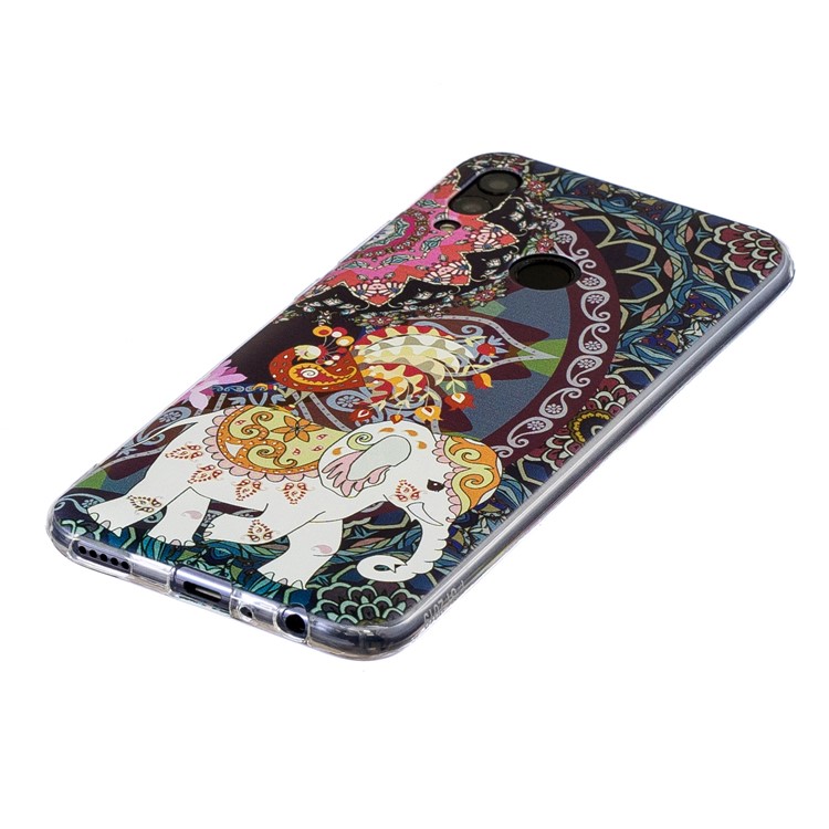 Pattern Printing TPU Cell Phone Case for Huawei Honor 10 Lite / P Smart (2019) - Flower and Elephant-3