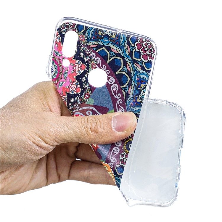 Pattern Printing TPU Cell Phone Case for Huawei Honor 10 Lite / P Smart (2019) - Flower and Elephant-5