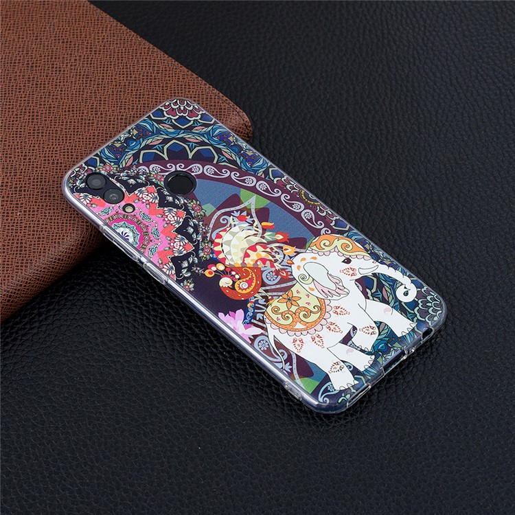 Pattern Printing TPU Cell Phone Case for Huawei Honor 10 Lite / P Smart (2019) - Flower and Elephant-6