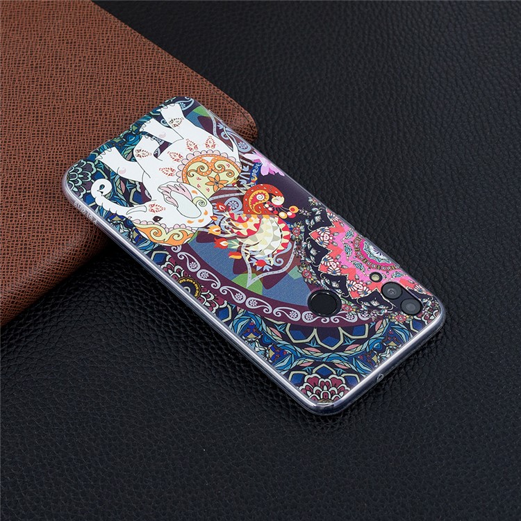 Pattern Printing TPU Cell Phone Case for Huawei Honor 10 Lite / P Smart (2019) - Flower and Elephant-7