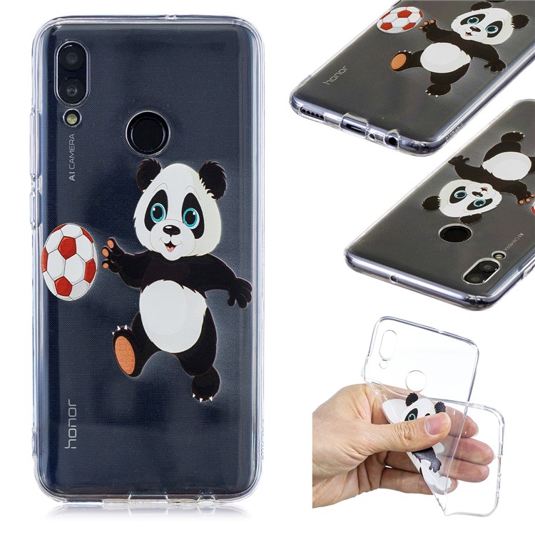 Modèle D'impression TPU Boîtier Mobile Pour Huawei Honneur 10 Lite / P Smart (2019) - Panda Jouer Au Football-1