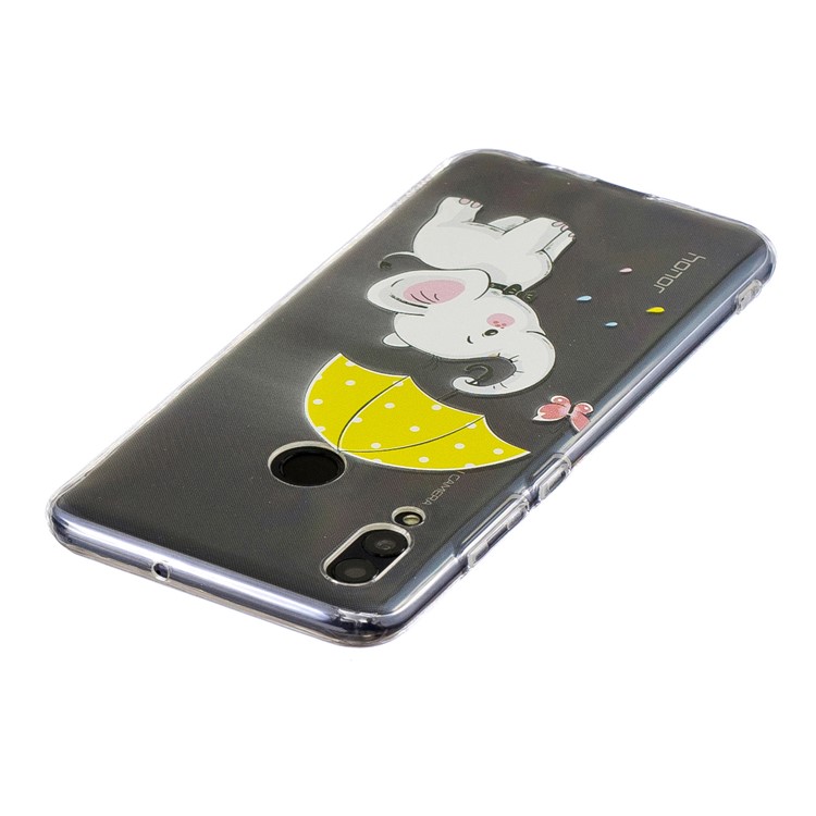 Pattern Printing TPU Mobile Cover for Huawei Honor 10 Lite / P Smart (2019) - Elephant Holding an Umbrella-4