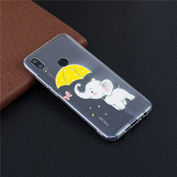 Pattern Printing TPU Mobile Cover for Huawei Honor 10 Lite / P Smart (2019) - Elephant Holding an Umbrella-6