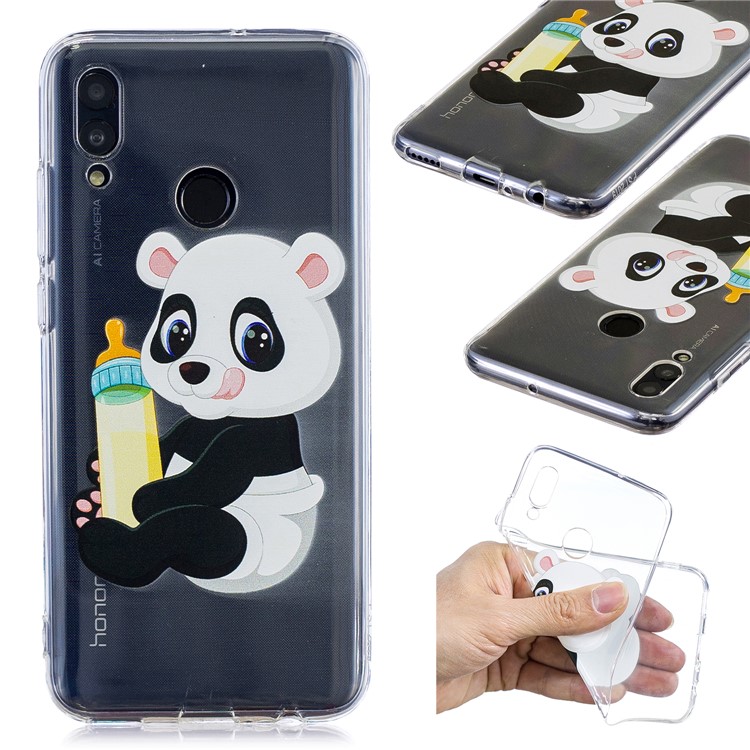 Pattern Printing TPU Cover Casing for Huawei Honor 10 Lite / P Smart (2019) - Panda Holding a Bottle-1