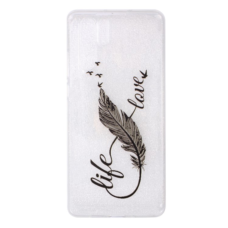 Embossment Pattern TPU Phone Shell for Huawei P30 Pro - Black Feather Pen-2
