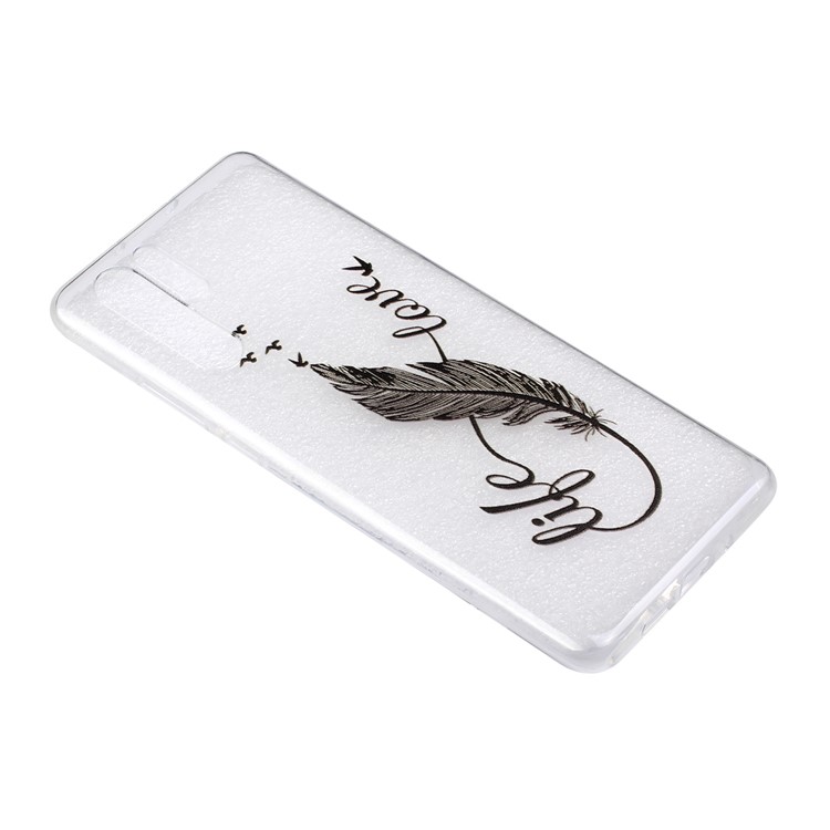 Embossment Pattern TPU Phone Shell for Huawei P30 Pro - Black Feather Pen-3