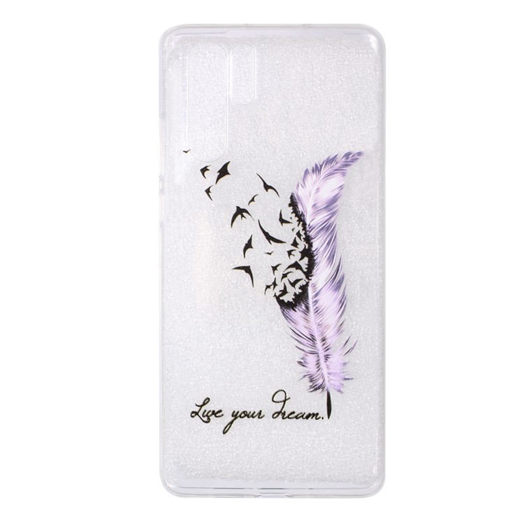 Embossment Pattern TPU Back Case for Huawei P30 Pro - Purple Feather and Bird-2