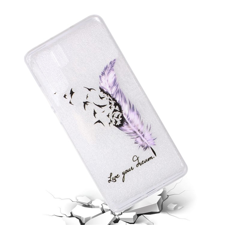 Embossment Pattern TPU Back Case for Huawei P30 Pro - Purple Feather and Bird-4