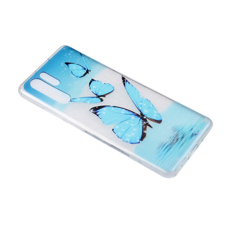 Embossing Pattern TPU Back Cover for Huawei P30 Pro - Blue Butterfly-3