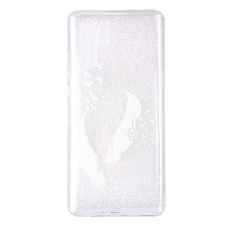 Embossed Pattern TPU Protection Cell Phone Cover for Huawei P30 Pro - White Feather and Bird-2