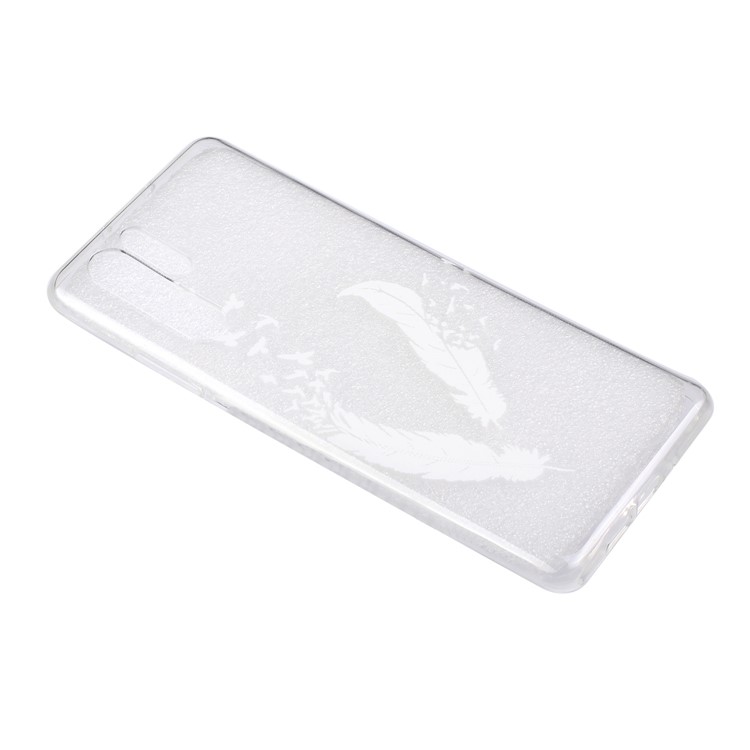 Embossed Pattern TPU Protection Cell Phone Cover for Huawei P30 Pro - White Feather and Bird-3