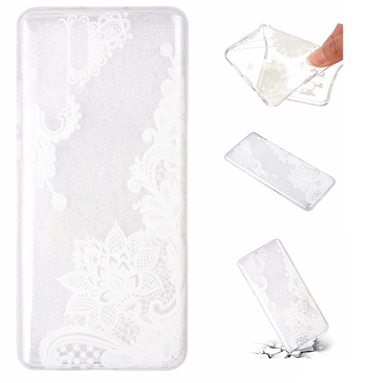 Embossed Pattern TPU Case Cover Shell for Huawei P30 Pro - Lace Flower-1