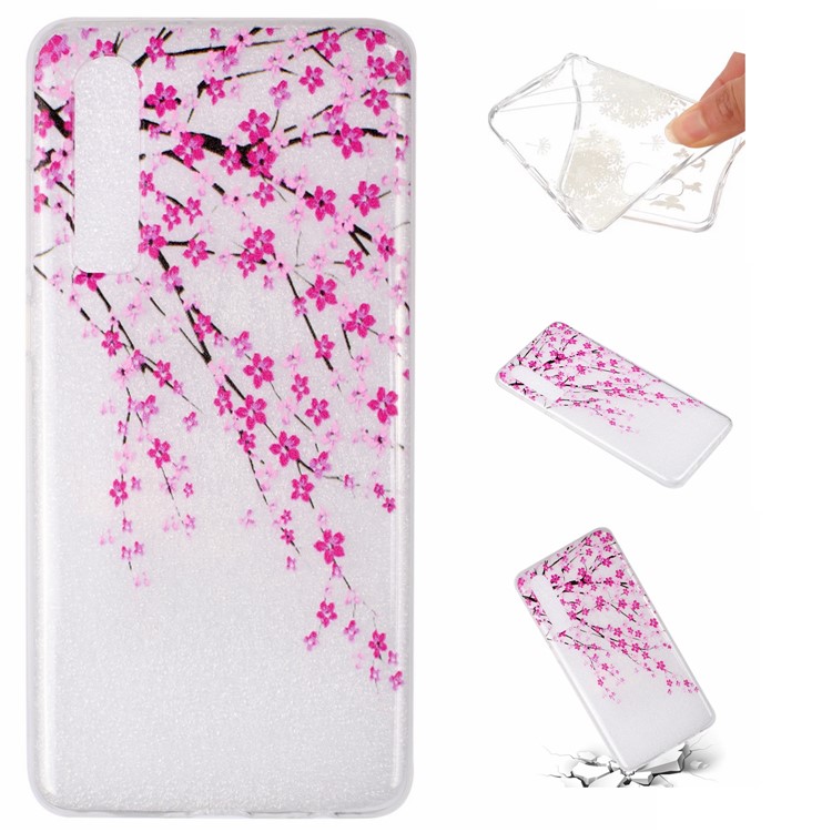 Embossment Pattern TPU Mobile Phone Shell for Huawei P30 - Cherry Blossom-1