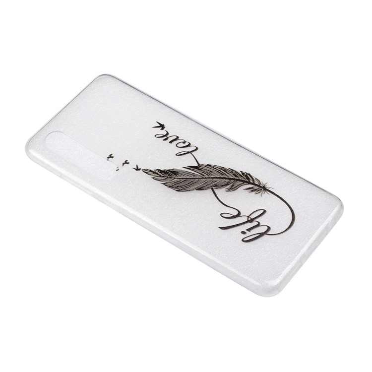 Embossment Pattern TPU Mobile Phone Case for Huawei P30 - Black Feather Pen-3
