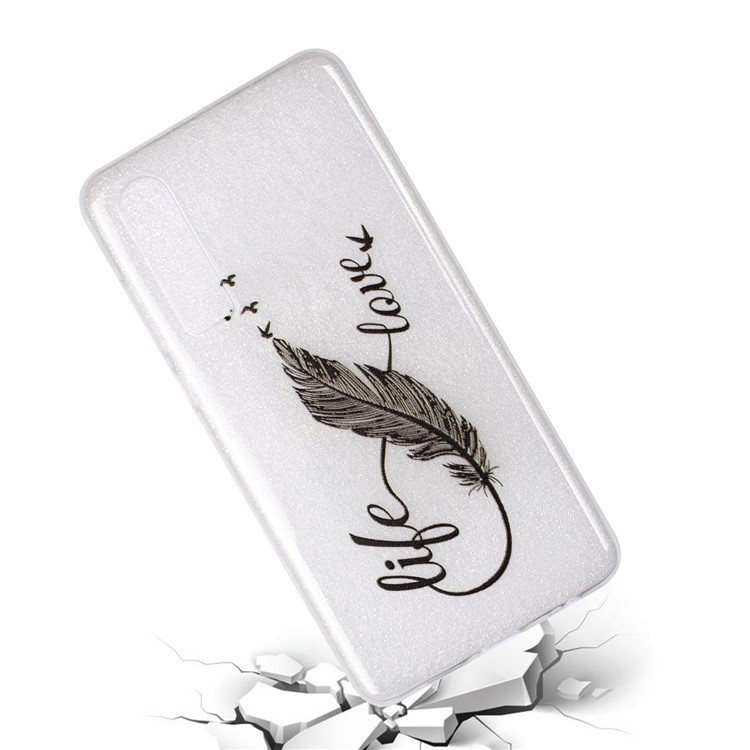 Embossment Pattern TPU Mobile Phone Case for Huawei P30 - Black Feather Pen-4