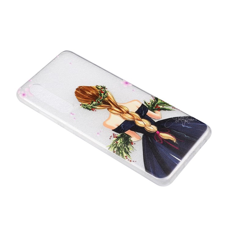 Embossment Pattern TPU Mobile Phone Cover for Huawei P30 - Charming Girl-3