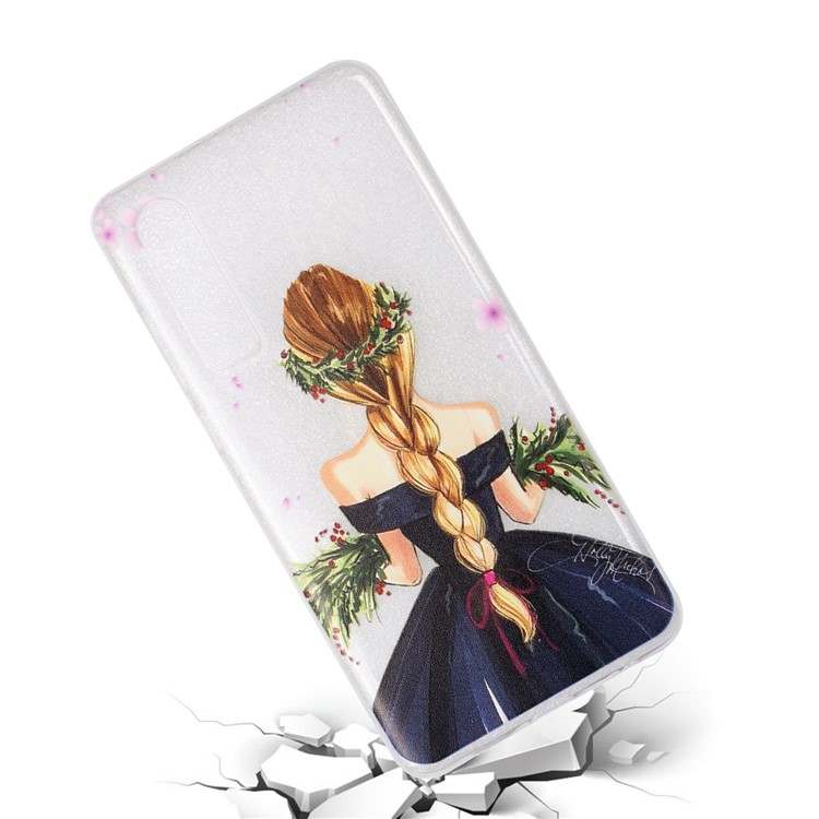 Embossment Pattern TPU Mobile Phone Cover for Huawei P30 - Charming Girl-4