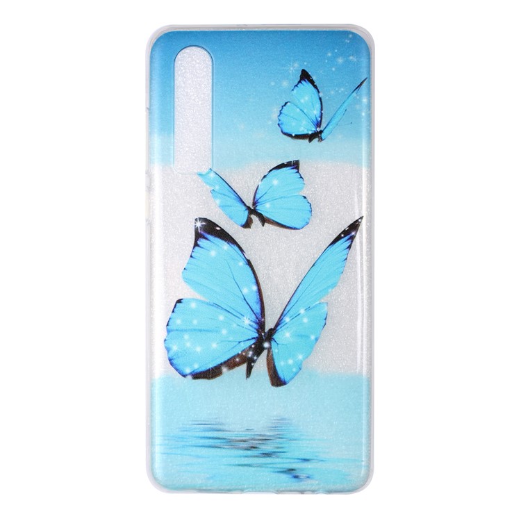 Embossment Pattern TPU Phone Cover Shell for Huawei P30 - Blue Butterfly-2