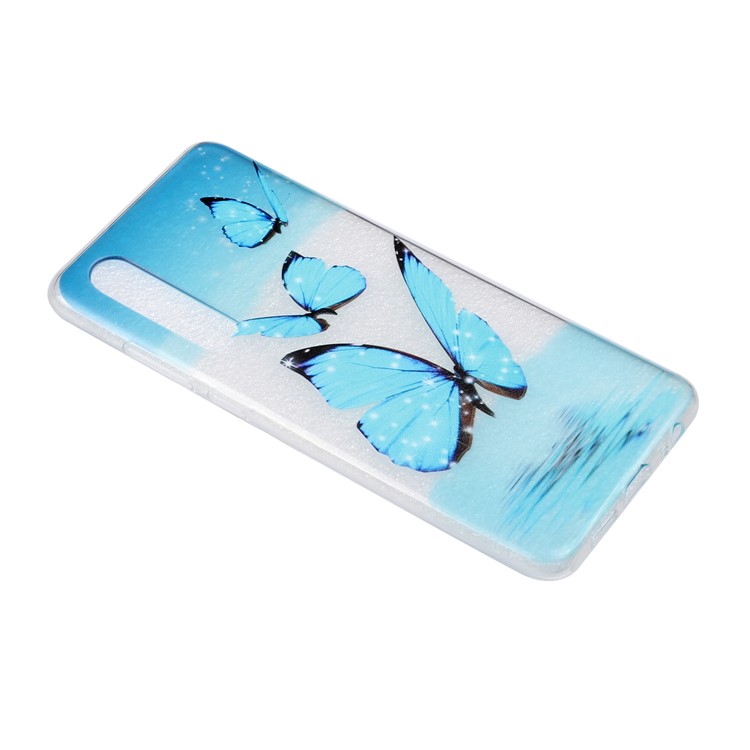 Embossment Pattern TPU Phone Cover Shell for Huawei P30 - Blue Butterfly-3