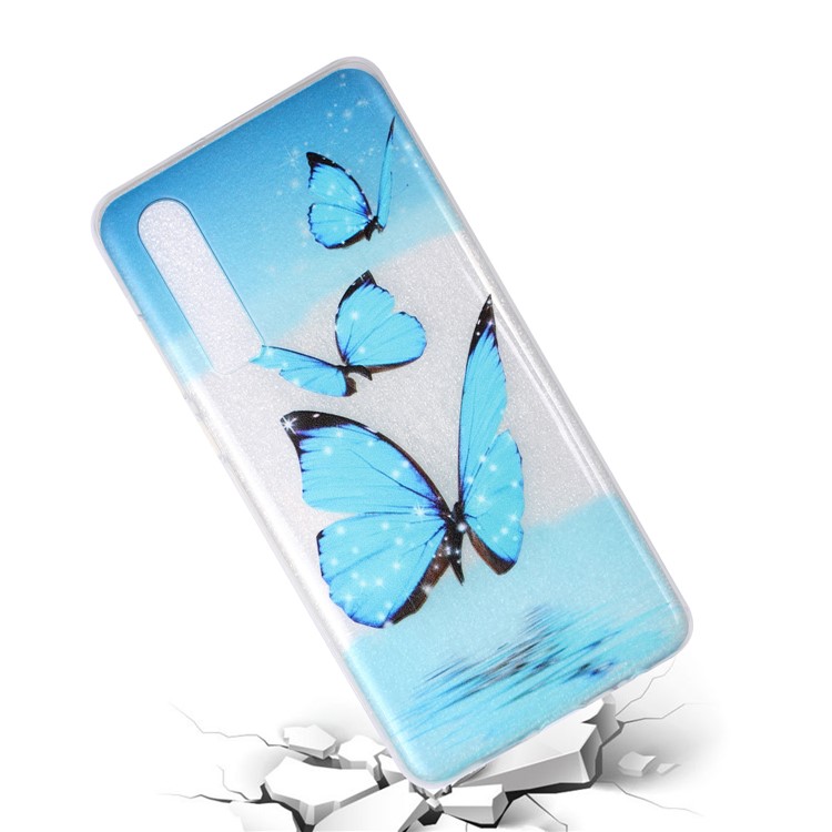 Embossment Pattern TPU Phone Cover Shell for Huawei P30 - Blue Butterfly-4
