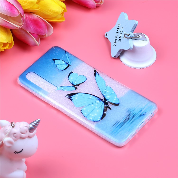 Embossment Pattern TPU Phone Cover Shell for Huawei P30 - Blue Butterfly-5