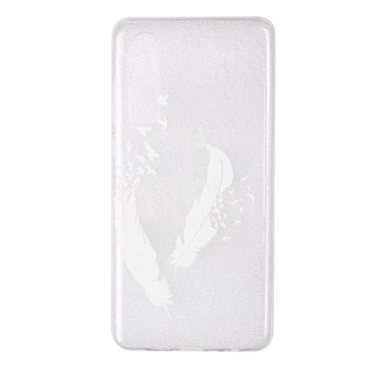 Embossment Pattern TPU Gel Case for Huawei P30 - White Feather and Bird-2