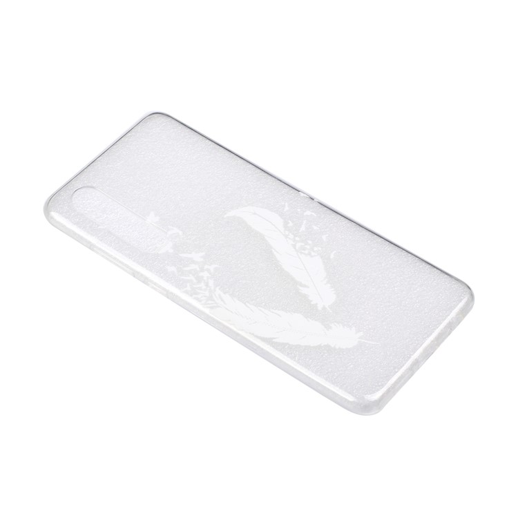 Embossment Pattern TPU Gel Case for Huawei P30 - White Feather and Bird-3