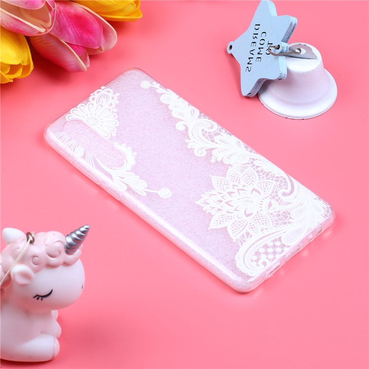 Embossment Pattern TPU Protection Cover Shell for Huawei P30 - Lace Flower-5