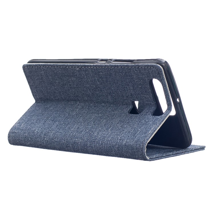 Linen Texture Leather Wallet Case for Huawei P9 - Dark Blue-3