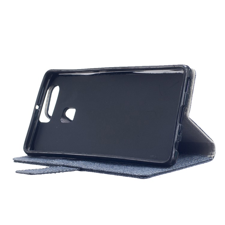 Linen Texture Leather Wallet Case for Huawei P9 - Dark Blue-4
