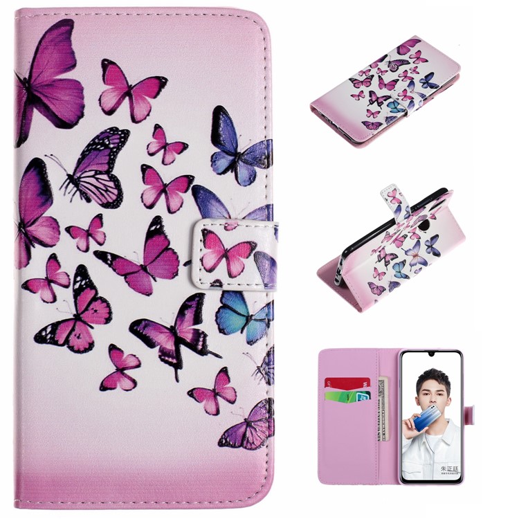 Embossment Patterned PU Leather Mobile Casing for Huawei Honor 10 Lite - Butterflies-1