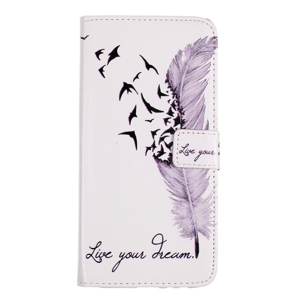 Embossment Patterned PU Leather Protective Shell for Huawei Honor 10 Lite - Feather-2