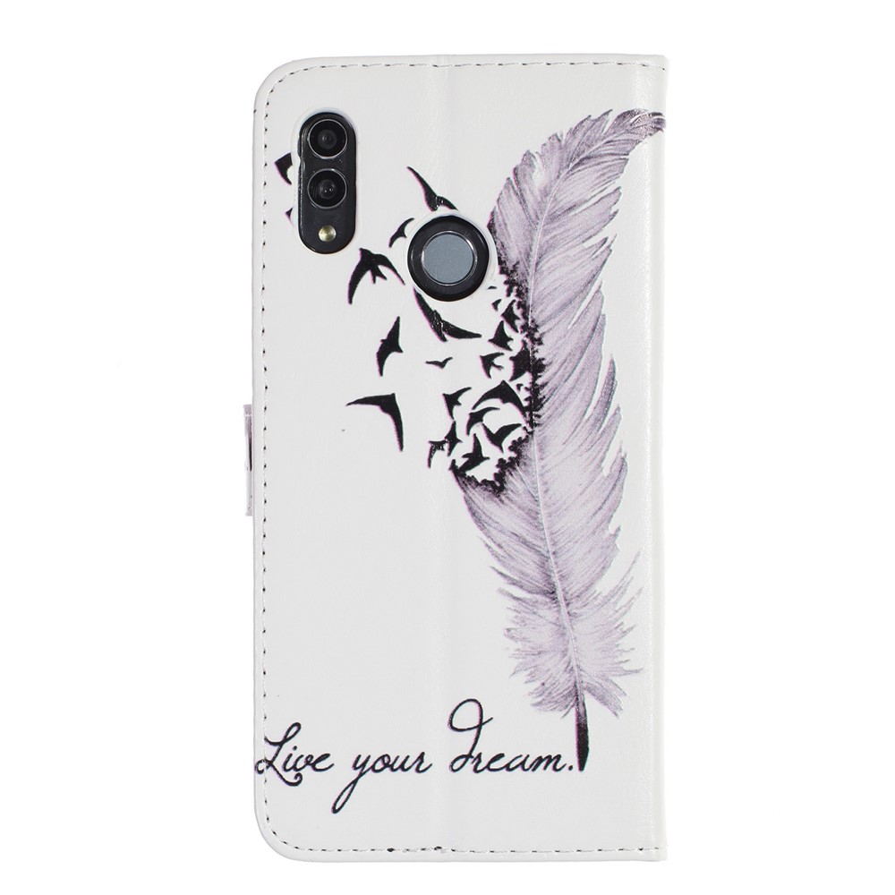 Embossment Patterned PU Leather Protective Shell for Huawei Honor 10 Lite - Feather-3