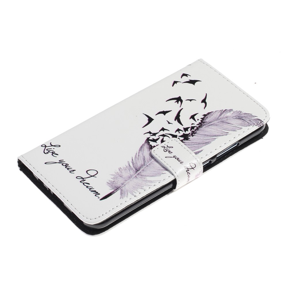 Embossment Patterned PU Leather Protective Shell for Huawei Honor 10 Lite - Feather-5