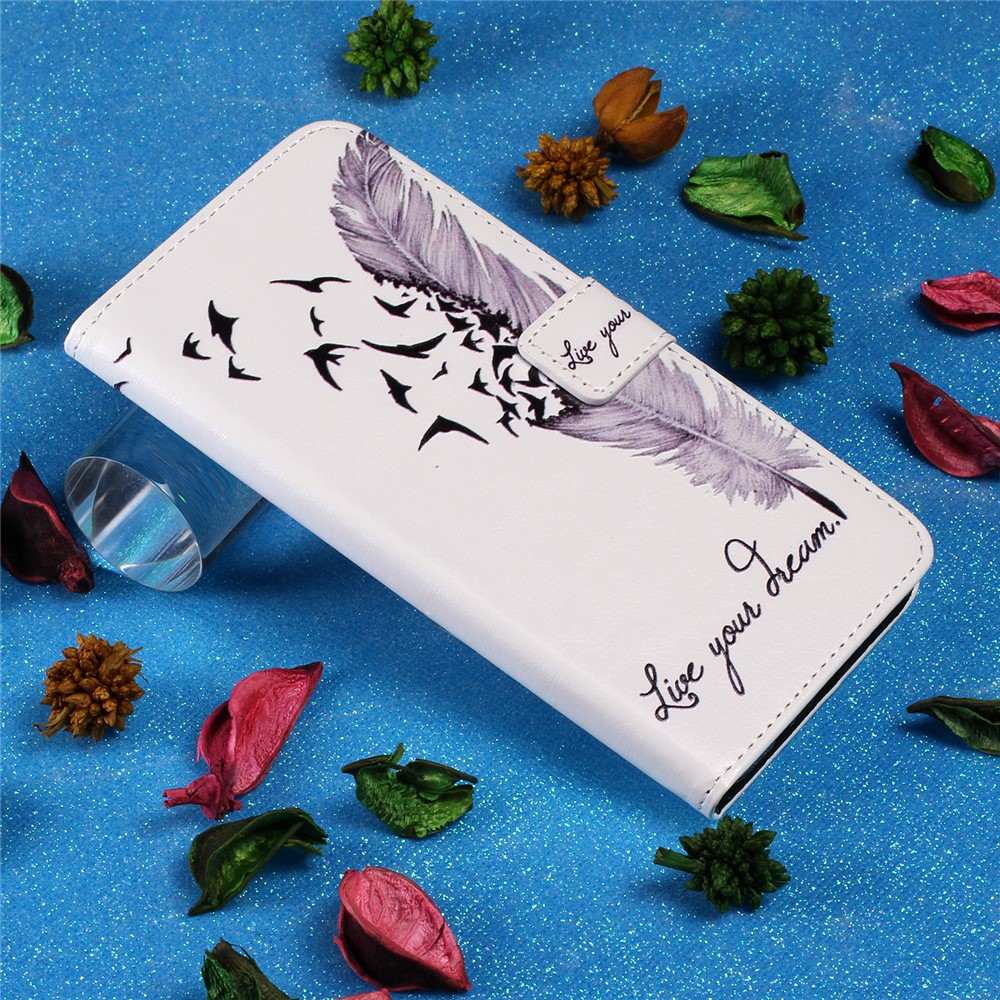 Embossment Patterned PU Leather Protective Shell for Huawei Honor 10 Lite - Feather-8