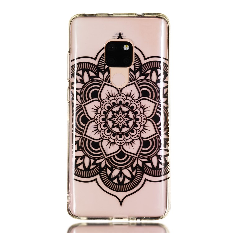 For Huawei Mate 20 Patterned IMD Soft TPU Gel Cover - Black Mandala-2