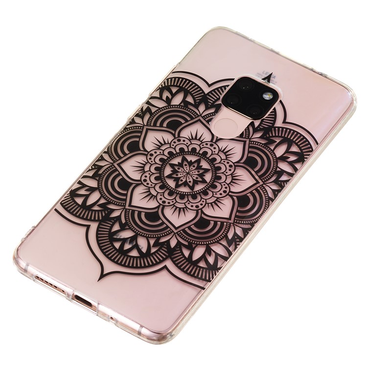 For Huawei Mate 20 Patterned IMD Soft TPU Gel Cover - Black Mandala-3
