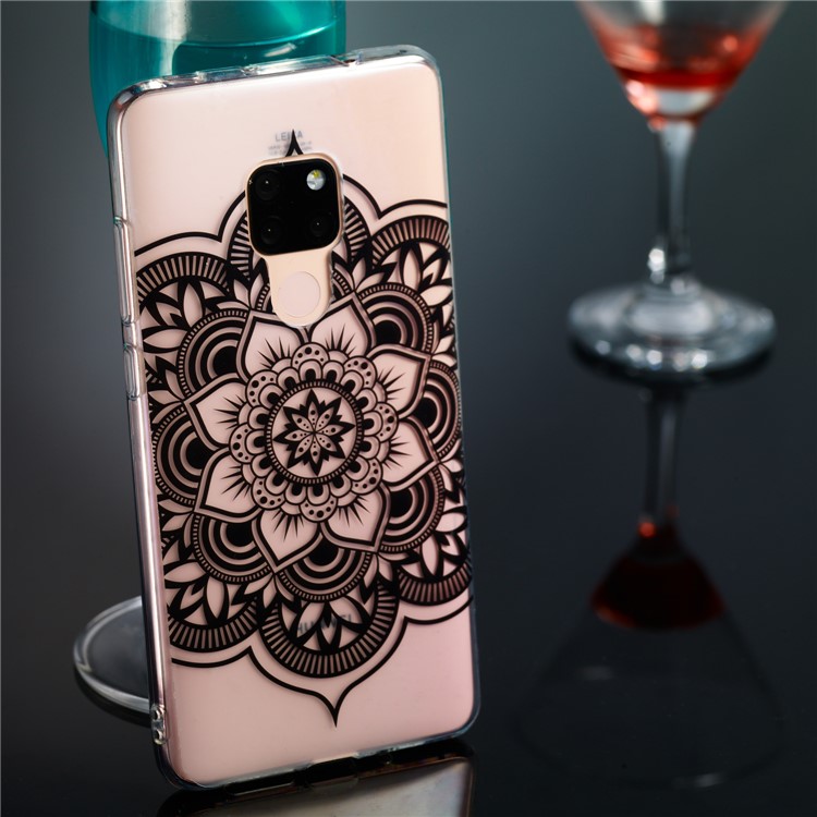For Huawei Mate 20 Patterned IMD Soft TPU Gel Cover - Black Mandala-5