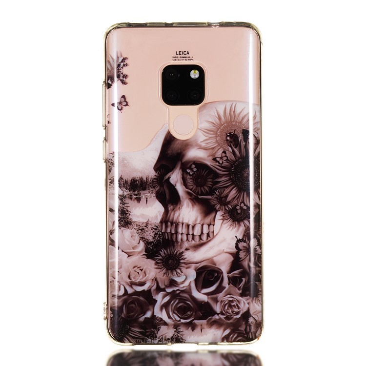 For Huawei Mate 20 Patterned IMD Soft TPU Gel Back Case - Sugar Skull-2