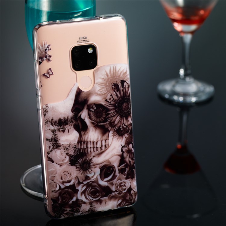 For Huawei Mate 20 Patterned IMD Soft TPU Gel Back Case - Sugar Skull-5