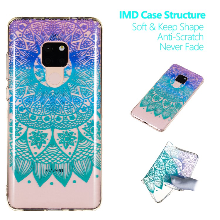 For Huawei Mate 20 Patterned IMD Soft TPU Mobile Cover - Colored Mandala Flower-1