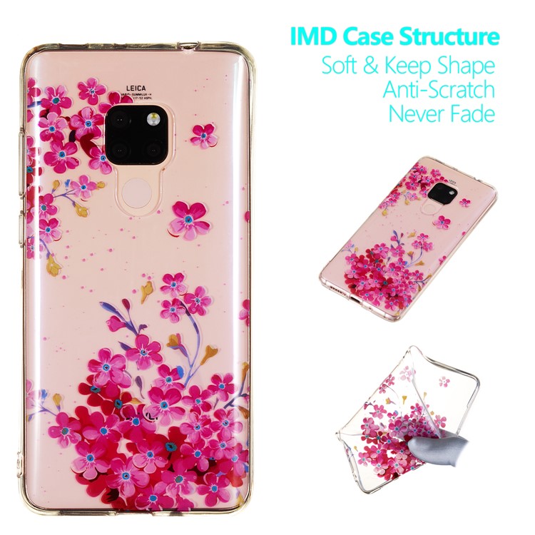 For Huawei Mate 20 Patterned IMD Soft TPU Gel Mobile Shell - Beautiful Flower-1