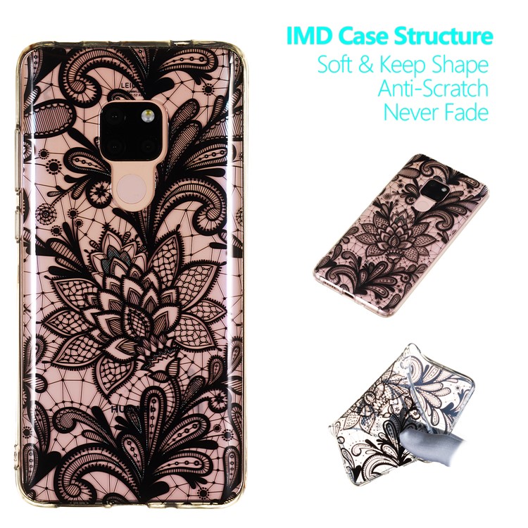 For Huawei Mate 20 Patterned IMD Soft TPU Gel Protection Case - Lace Henna Flower-1