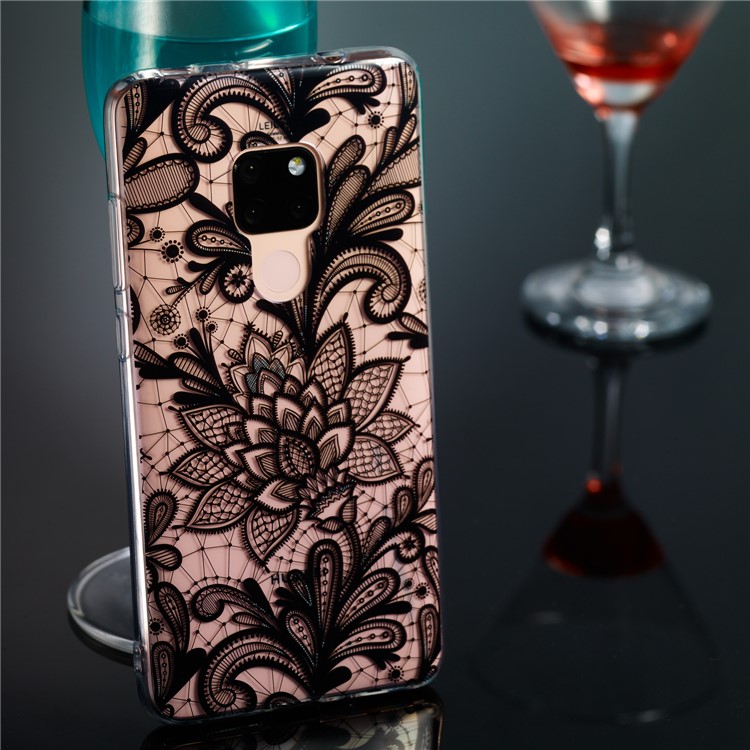 For Huawei Mate 20 Patterned IMD Soft TPU Gel Protection Case - Lace Henna Flower-5